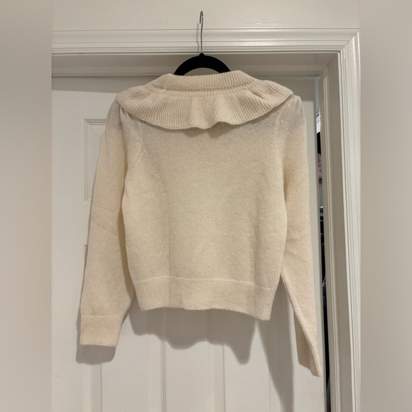 Doen Azaria sweater Ivory Cream baby  Alpalca   Wool Ruffle Collar XS NEW NWT - Picture 7 of 8